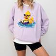 Rubber Duck Reading Book Swim Rubber Duckling Rubber Duckie Comfort Colors Sweatshirt Crimson