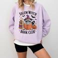 Salem WItch Book Club Halloween Raccoon Witch Reading Book Comfort Colors Sweatshirt Crimson