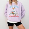 Silly Goose With Books Teacher Club School Educator Comfort Colors Sweatshirt Crimson