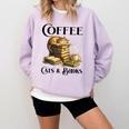 Sleeping Cat And Books With Coffee Lover Comfort Colors Sweatshirt Crimson Sleeping Cat And Books With Coffee Lover Comfort Colors Sweatshirt Crimson