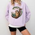 Sloth Reading a Book Lazy Sloth Bookworm Comfort Colors Sweatshirt Crimson