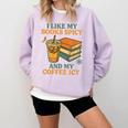 Spicy Books And Iced Coffee Book Lover Smut Reader Comfort Colors Sweatshirt Crimson