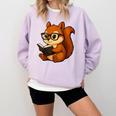 Squirrel Reading Book Lover Comfort Colors Sweatshirt Crimson