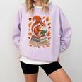 Squirrel Reading Book Lovers Fall Leaves Library Books Comfort Colors Sweatshirt Crimson