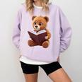 Teddy Bear Reading a Book Comfort Colors Sweatshirt Crimson