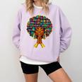 History Month Afro Women Book Lover Librarian Teacher Comfort Colors Sweatshirt Crimson