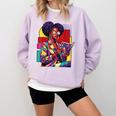 History Woman Reading Book Geometric Girl Educated Comfort Colors Sweatshirt Crimson
