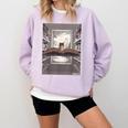 Totally Weird Tees Cat Library Book Reading Literary Comfort Colors Sweatshirt Crimson