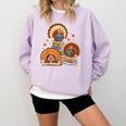 Turkey Read Books Reading Fall Thanksgiving Teacher Comfort Colors Sweatshirt Crimson