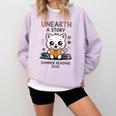 Unearth a Story Cute Kitten Summer Reading 2026 Cat Book Comfort Colors Sweatshirt Crimson Unearth a Story Cute Kitten Summer Reading 2026 Cat Book Comfort Colors Sweatshirt Crimson