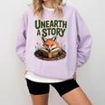 Unearth A Story Fox Reads a Book Comfort Colors Sweatshirt Crimson Unearth A Story Fox Reads a Book Comfort Colors Sweatshirt Crimson