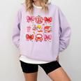 Valentine Cupid Coquette Pink Bow Apple Books Teacher Comfort Colors Sweatshirt Crimson