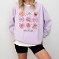 Valentine Teacher Cute Bows Apple Globe Pencil Books Art Comfort Colors Sweatshirt Crimson