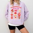 Valentines Reading Book Lover All Booked For Valentine's Day Comfort Colors Sweatshirt Crimson
