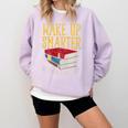 Wake Up Smarter Librarian Book Stack Premium Tri-Blend Comfort Colors Sweatshirt Crimson