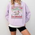 All I Want For Christmas Is A Dragon & Books Ugly Sweater Comfort Colors Sweatshirt Crimson