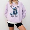 We'Re All Mad Here Cheshire Cat Alice Wonderland Book Kids Comfort Colors Sweatshirt Crimson