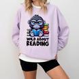 Wild About Reading Book Lover Gorilla Comfort Colors Sweatshirt Crimson