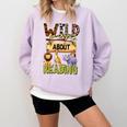 Wild About Reading Reading Books And Bookworm Library Day Comfort Colors Sweatshirt Crimson