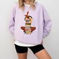 Woman And Books Stack Afro Girl Book Lover Premium Tri-Blend Comfort Colors Sweatshirt Crimson