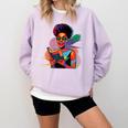 Woman Reading Book Lover Geometric Girl Afro History Comfort Colors Sweatshirt Crimson