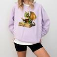 Women's Dragon Bookworm Reading Book Graphic Comfort Colors Sweatshirt Crimson