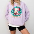 Women's Readsolotl Kawaii Axolotl Reading Book Lover Comfort Colors Sweatshirt Crimson