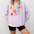 Introvert I Want To Be Alone Retro Wavy Comfort Colors Sweatshirt Orchid Introvert I Want To Be Alone Retro Wavy Comfort Colors Sweatshirt Orchid