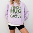 Sassy Saying Go Hug Cactus Introverts Sassy Quote No Hugs Comfort Colors Sweatshirt Orchid
