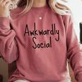 Awkwardly Social Introvert Anxious Socially Awkward Comfort Colors Sweatshirt Crimson