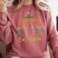 Ew People Retro Cat Lover Social Introvert Comfort Colors Sweatshirt Crimson