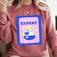 Fun Cute Introvert Cat Character With Wine Comfort Colors Sweatshirt Crimson