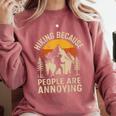 Hiking Because People Are Annoying Introvert Comfort Colors Sweatshirt Crimson