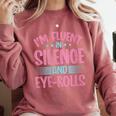 Introverts I'm Fluent In Silence And Eye-Rolls Comfort Colors Sweatshirt Crimson