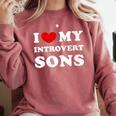I Love My Introvert Sons I Heart My Introvert Sons Comfort Colors Sweatshirt Crimson