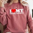 I Love My Social Anxiety Heart Humor Introvert Statement Comfort Colors Sweatshirt Crimson I Love My Social Anxiety Heart Humor Introvert Statement Comfort Colors Sweatshirt Crimson