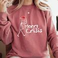 Merry Crisis Christmas Introvert Comfort Colors Sweatshirt Crimson