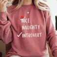 Nice Naughty Introvert List Christmas Introvert Comfort Colors Sweatshirt Crimson