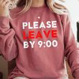 Please Leave By 9 Introvert Party Anti-Social Birthday Comfort Colors Sweatshirt Crimson