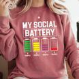 My Social Battery Introverted Low Energy Antisocial Comfort Colors Sweatshirt Crimson