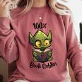 100 Book Goblin Cute Book Reader And Library Lover Comfort Colors Sweatshirt Orchid