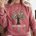 100 Days In The Books Tree Reading Teacher Student 100th Day Comfort Colors Sweatshirt Orchid