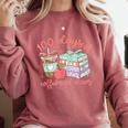 100 Days Of Coffee And Chaos Coquette Bow Book Apple Comfort Colors Sweatshirt Orchid