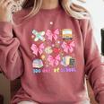 100 Days Of School Coquette Bow School Bus Pencil Books Comfort Colors Sweatshirt Orchid
