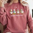 100 Days Of School Cute Goose Coffee Books Teacher Life Comfort Colors Sweatshirt Orchid