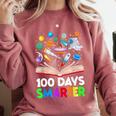 100th Day Of School Astronaut Books Space 100 Days Smarter Comfort Colors Sweatshirt Orchid