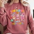 100th Day Of School Teacher 100 Days Coffee Books Comfort Colors Sweatshirt Orchid