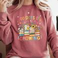 100th Day Of School Teacher Floral Books 100 Days Of Growing Comfort Colors Sweatshirt Orchid