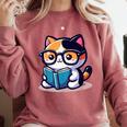 Adorable Book Lover Calico Cat With Reading Glasses Cute For Men Women Kids Comfort Colors Sweatshirt Orchid Adorable Book Lover Calico Cat With Reading Glasses Cute For Men Women Kids Comfort Colors Sweatshirt Orchid