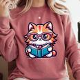 Adorable Book Lover Maine Coon Cat With Reading Glasses Cute Comfort Colors Sweatshirt Orchid Adorable Book Lover Maine Coon Cat With Reading Glasses Cute Comfort Colors Sweatshirt Orchid